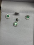Set Círculo de Topitos y Dije en plata 925 con esmeralda natural colombiana