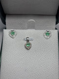 Set Corazón de Topitos y Dije en plata 925 con esmeralda natural colombiana
